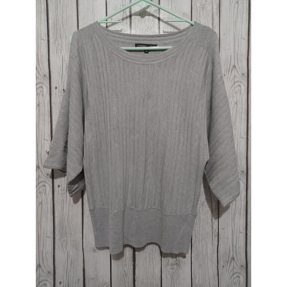 New Adrienne Vittadini Shirt Womens M Button Detail Open Sleeve Gray Tapered - Picture 1 of 11